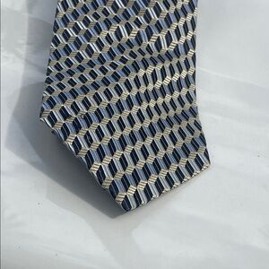 Alexander Julian Navy and Gold Geometric Silk Tie